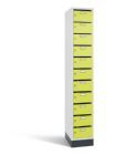 C+P Schmaler Verteilerschrank 11 Fächer viridingrün grau 320 x 490 x 1950 mm