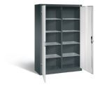 C+P Stahl Werkstattschrank 10 Fächer Flügeltüren in hellgrau 1200 x 500 x 1950 mm