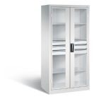 C+P Werkstattschrank mit Fenster und Schubladen H 1950 mm lichtgrau