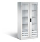 C+P Werkstattschrank mit Fenster und Schubladen H 1950 mm lichtgrau
