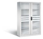 C+P Werkstattschrank mit Fenster und Schubladen H 1950 mm lichtgrau