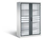 C+P Werkstattschrank mit Fenster und Schubladen H 1950 mm lichtgrau anthrazit
