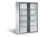 C+P Werkstattschrank mit Fenster und Schubladen H 1950 mm lichtgrau anthrazit