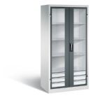 C+P Werkstattschrank mit Fenster und Schubladen H 1950 mm lichtgrau anthrazit