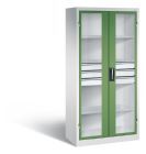 C+P Werkstattschrank mit Fenster und Schublaben H 1950 mm lichtgrau resedagrün