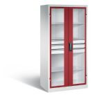 C+P Werkstattschrank mit Fenster und Schubladen H 1950 mm lichtgrau rubinrot