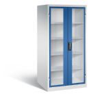 C+P Werkstattschrank mit Fenster H 1950 x B 930 x T 800 mm lichtgrau enzianblau