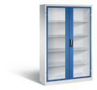 C+P Werkstattschrank mit Fenstertüren aus Stahl enzianblau 1200 x 400 x 1950 mm