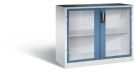 C+P Werkstattschrank aus Stahl mit Fenster fernblau 1200 x 500 x 1000 mm