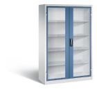 C+P Großer Werkstattschrank mit Sichtfenster fernblau 1200 x 500 x 1950 mm