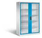 C+P Werkstattschrank mit Fenster 1950 x 1200 x 600 mm lichtgrau lichtblau