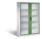 C+P Großer Werkstattschrank mit Sichtfenster resedagrün 1200 x 500 x 1950 mm
