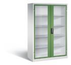 C+P Werkstattschrank mit Fenster 1950 x 1200 x 600 mm lichtgrau resedagrün