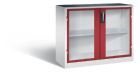 C+P Werkstattschrank aus Stahl mit Fenster rubinrot 1200 x 500 x 1000 mm