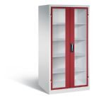 C+P Werkstattschrank mit Fenster H 1950 x B 930 x T 800 mm lichtgrau rubinrot