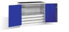 C+P Werkstattschrank mit Schubladen und Flügeltüren enzianblau 1200 x 500 x 1000 mm