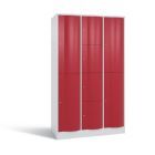 C+P XL Schließfachschrank Resisto 3 Abteile 1950 x 1148 x 640 mm lichtgrau rubinrot