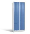 C+P XL Schließfachschrank Resisto 8 Fächer 1950 x 772 x 640 mm lichtgrau fernblau