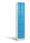 C+P Schließfachschrank Resisto 5 gleichgroße Fächer lichtblau 396 x 640 x 1950 mm