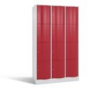 C+P XL Schließfachschrank Resisto 12 Fächer 1950 x 1148 x 640 mm lichtgrau rubinrot