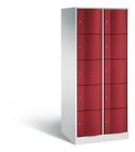 C+P XL Schließfachschrank Resisto 1950 x 772 x 640 mm lichtgrau rubinrot 10 Fächer