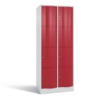 C+P XL Schließfachschrank Resisto 8 Fächer 1950 x 772 x 640 mm lichtgrau rubinrot