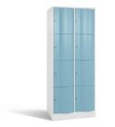 C+P XL Schließfachschrank Resisto 8 Fächer 1950 x 772 x 640 mm weiß horizontblau