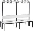 C+P Doppelseitige Garderobenbank ohne Schuhrost weiß 1960 x 760 x 1650 mm