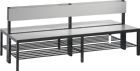 C+P Doppelseitige silbergrau Sitzbank mit Rückenlehne 1960 x 760 x 796 mm