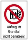 Eichner Verbotsschild Aufzug im Brandfall nicht benutzen PVC Folie 13,1 x 18,5 cm