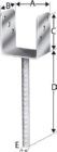Pfostenträger Feuerverzinkt 71x60x100 mm Stärke 4,0mm