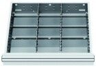 Forum Metalleinteilungen FS6 100/125mm 12 Fächer für Schubladen Innenmaß 540x450 mm
