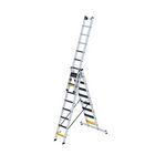 Günzburger Stufen Mehrzweckleiter 3 teilig mit nivello Traverse clip step R13 3x8 Stufen