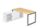 Hammerbacher Anbauschreibtisch RSE16 O-Fuß eckig 160 x 80 cm Ahorn / Graphit