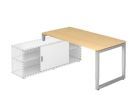 Hammerbacher Anbauschreibti mit O-Fuß eckig 160 x 80 cm Ahorn