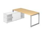Hammerbacher Anbauschreibtisch O-Fuß eckig 180 x 80 cm Ahorn