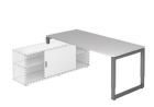 Hammerbacher Anbauschreibti. O-Fuß eckig 180x80cm Grau/Gr