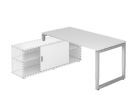Hammerbacher Anbauschreibtisch mit O-Fuß eckig 160 x 80 cm Weiß
