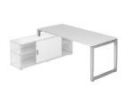 Hammerbacher Anbauschreibtisch O-Fuß eckig 180 x 80 cm Weiß