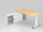 Hammerbacher Anbauschreibtisch T Fuß 160 x 80 cm Ahorn Weiß