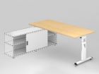 Hammerbacher Anbauschreibtisch mit T Fuß 180 x 80 cm Ahorn