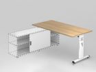 Hammerbacher Anbauschreibtisch Eiche mit T Fuß 160 x 80 cm