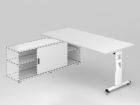 Hammerbacher Anbauschreibtisch und T Fuß in der Farbe Weiß 180 x 80 cm