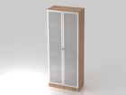 Hammerbacher Glastürenschrank 80 x 42 x 200,4 cm 5OH SG in Nussbaum Silber