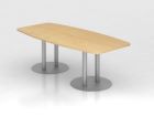 Hammerbacher Konferenztisch Ahorn 220cm mit Säulenfuß Silber