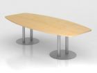 Hammerbacher Konferenztisch Ahorn 280 cm mit Säulenfuß Silber
