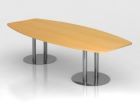 Hammerbacher Konferenztisch Buche 280 cm mit Säulenfuß Chrom