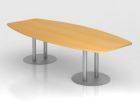 Hammerbacher Konferenztisch Buche 280 cm mit Säulenfuß in Silber