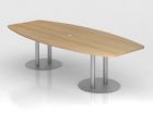 Hammerbacher Konferenztisch in Eiche 280 cm mit Säulenfuß Silber