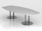 Hammerbacher Konferenztisch Grau 280 cm mit Säulenfuß Chrom